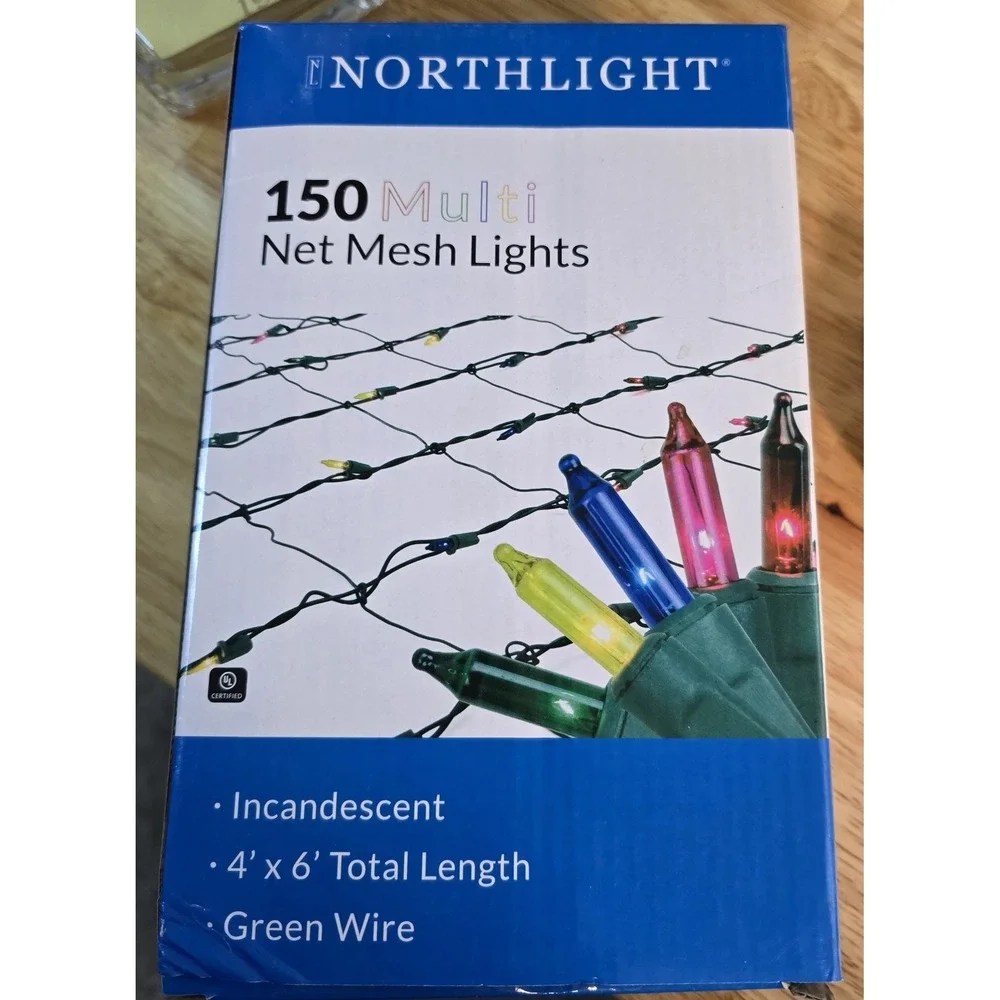 Northlight 4' x 6' Multi Mini Net Style Tree Trunk‎ Christmas Lights Green Wire
